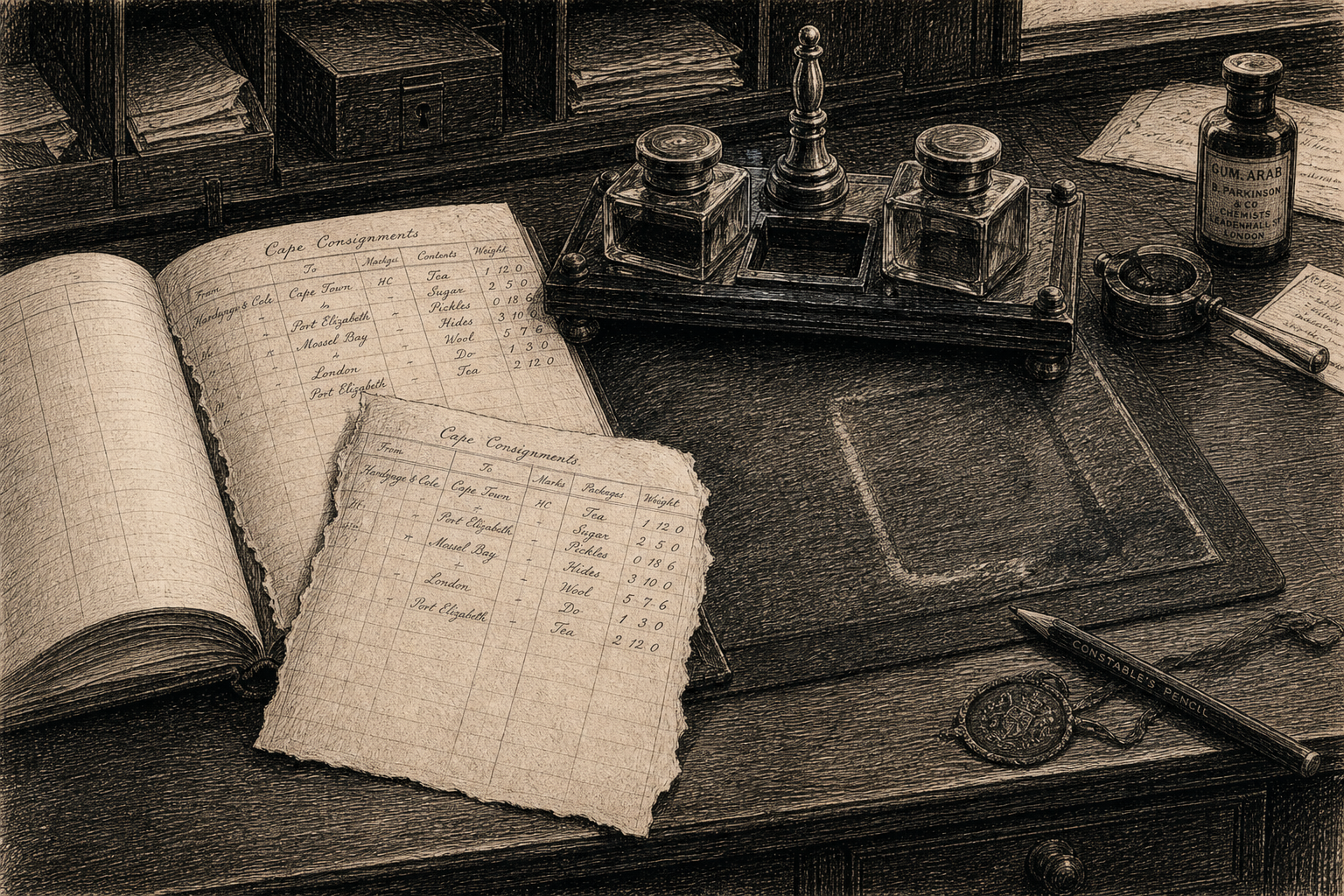 Engraved key object plate for The Case of the Shipping Clerk's Inkstand.